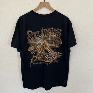 Sturgis Black Hills Rally 2015 Men's Short Sleeve T Shirt Black Fits XL Horse